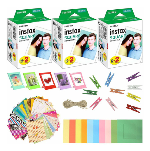 Fujifilm Instax Square Instant (3 Unidad 60 Hojas) 5 Marco +