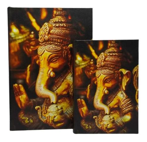 10 Kit C/2 Caixas Formato De Livro Decorativa Buda Ganesha