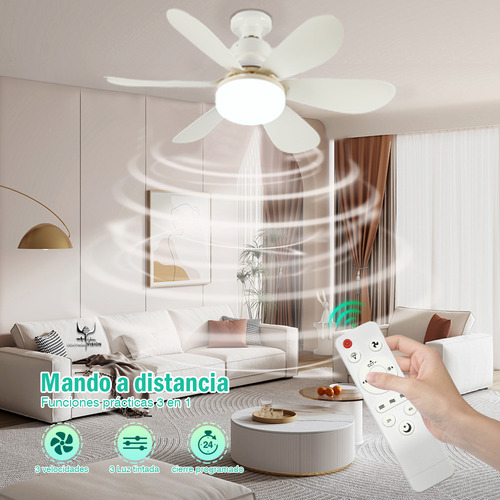 Ventilador Techo Con Luz 40w 3vel 52cm + Control Remoto