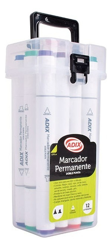 Marcadores Permanente Doble Punta 12 Colores Adix