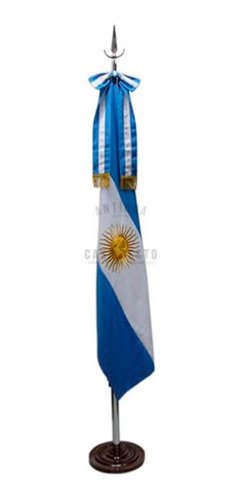 Imagen 1 de 9 de * Bandera Argentina Ceremonia * Premium * Con Asta Y Base *