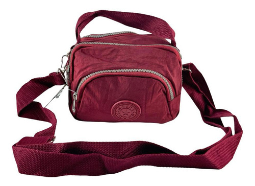 Bolsa Transversal Nylon Feminina Pequena Leve Cor Vermelho Escuro