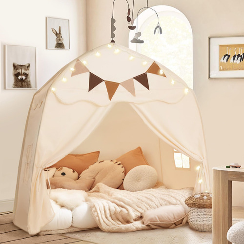 Cama Infantil Extra Grande Tent Little Dove Con Banderas Y L