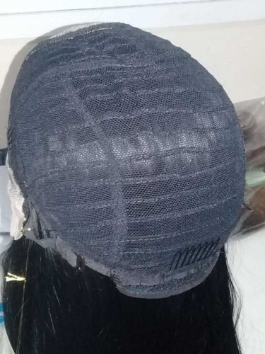 Peruca Front Lace Lisa Preta Repartição Livre 80cm + Wig Cap