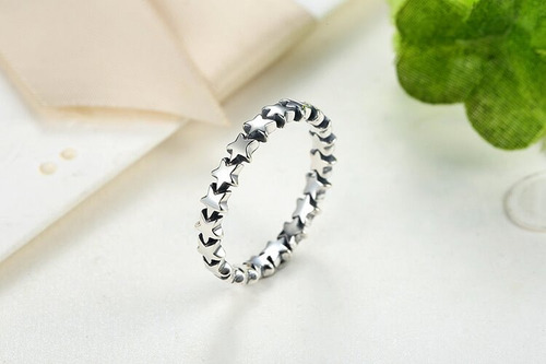 Imagen 5 de 10 de Anillo Sencillo Para Mujer Estrellas Fabricado En Plata 925