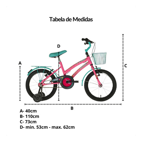 Bicicleta Infantil Aro 16 Stone Drika Rosa Feminina Menina Com Cesta
