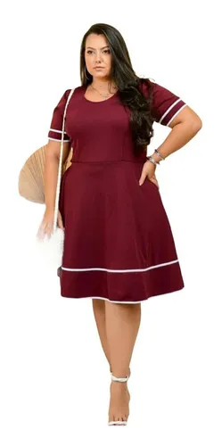 Vestido Evangélico Midi Godê Rodado Moda Feminina Plus Size