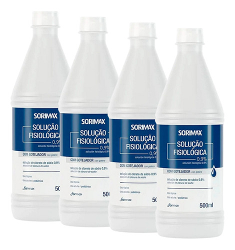 Kit C/4 Soro Fisiológico 0,9% 500ml Sorimax