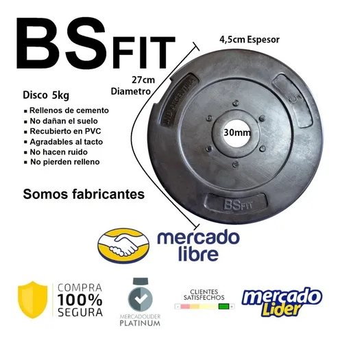 Kit Local Discos Pesas Barra 15 Kg Disco Pesas