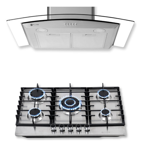 Combo Parrilla De Gas Y Campana Extractora 76 Cm | Ma5be76 Color Gris