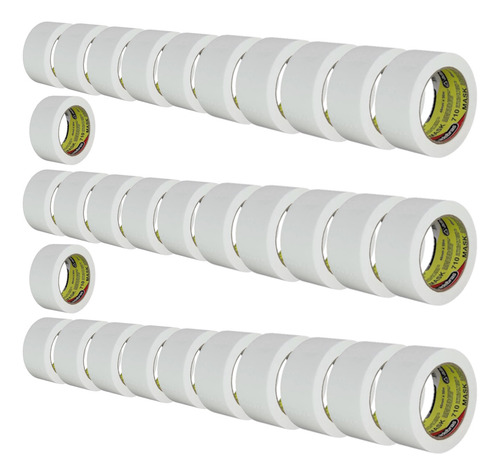 32 Fita Crepe 48mmx50m Adelbras Mask710 Pintura Mascaramento Branco Lisa