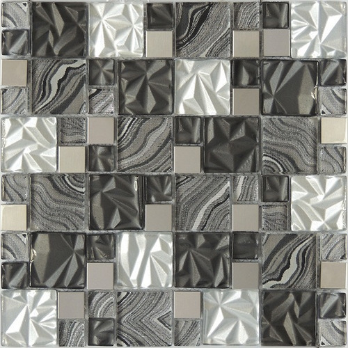 Malla Mosaico Azulejo Cenefa Vidrio/acero Negro Columbia T