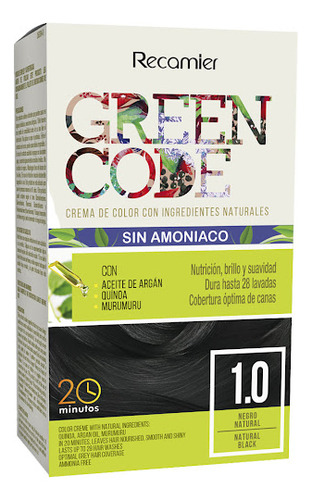 Kit Tinte Recamier Green Code Ingredientes Naturales Negro N