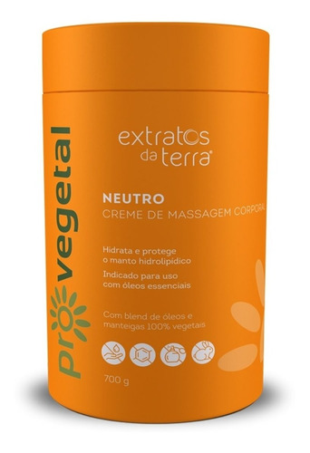 Creme Massagem Neutro Pro Vegetal 700g Extratos Da Terra