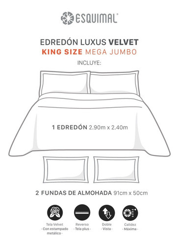 Edredón King Size Mega Invernal Luxus Velvet +fundas Color Fargo