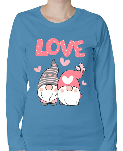 Playera Manga Larga Gnomos - Love - San Valentín - Amor