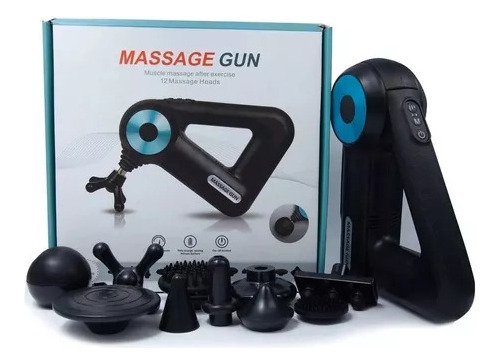 Pistola Masaje 12 Cabezales Triangular Recargable 12 En 1