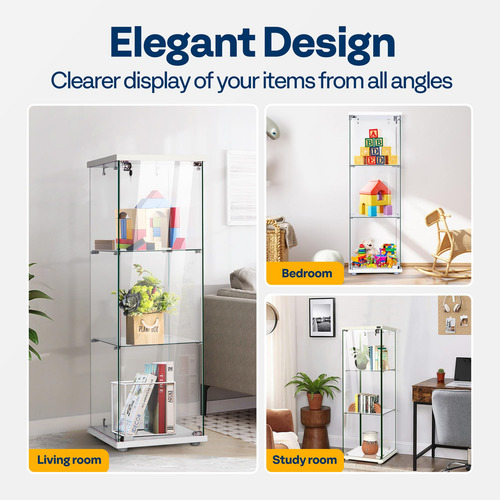 Vitrina De Cristal 3 Capas 40 X 40 X 120 Cm Con Cerradura