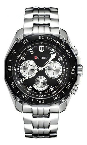 Reloj para hombre Curren Business Quartz con bisel original, color plata y negro