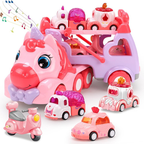 Qizebaby 5 En 1 Carrier Truck Car Toys Para Niñas De 1 2 3+ 