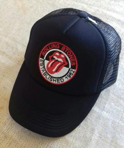 Gorra Trucker Toda Negra Con Logo The Rolling Stones 1962
