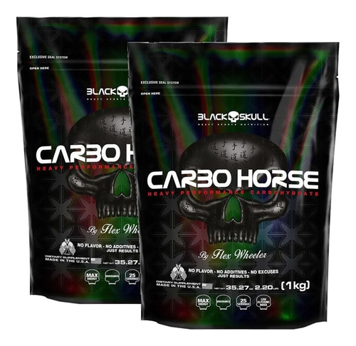 2x Carbo Horse 1kg / 2kg Total - Black Skull - Blend Energia