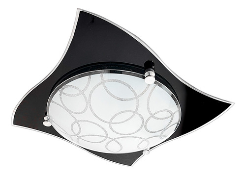 Lampara De Techo Luz Ideal, Plafón Pañuelo Negro. Circulos