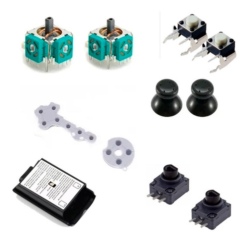 Joysticks + Caperuzas +pulsador+ Gatillos+tapa Pila Xbox 360