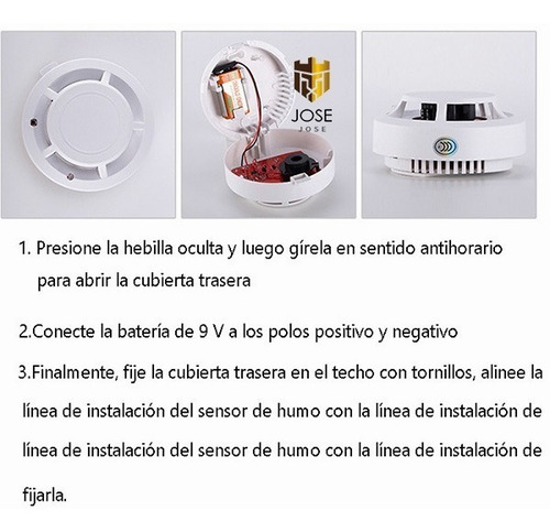 Imagen 2 de 10 de Sensor Detector De Humo Con Sonido Propio Y Para Alarma