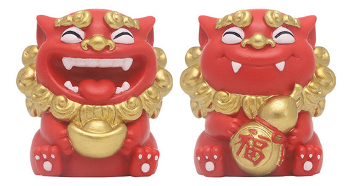 2x Mini Estatua De León Figura En Miniatura Adorno De Mesa