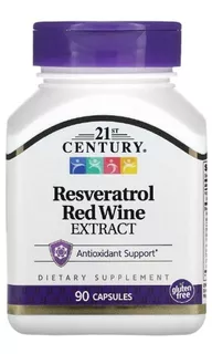 Resveratrol 200mg 90 Cps 21 Century Con Extracto Vino Tinto Sabor Neutro