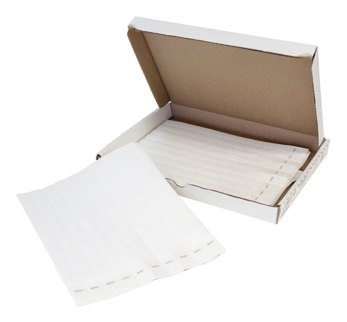 Pulseras Tyvek Verde Neón Caja Con 500pz. Color Blanco Diámetro 18 cm Largo 25 cm