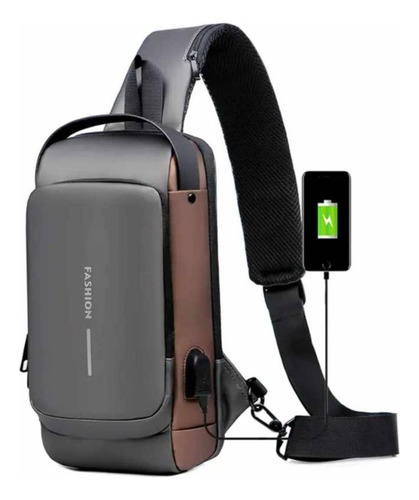 Pechera Morral Hombre Antirrobo Usb Impermeable, Bandolera 