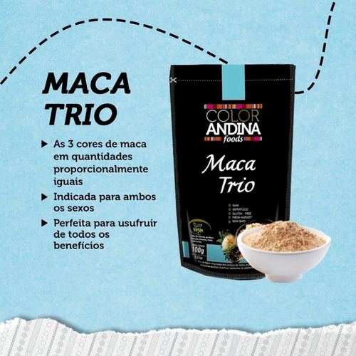 Imagem 4 de 6 de Maca Peruana Trio Amarela Vermelha Preta 100g Color Andina