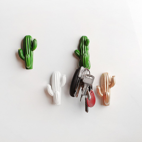3 Forma De Cactus Colgador De Llaves Bolsas Recto Verde
