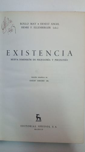 Existencia - Rollo May / Ernest Angel / Ellenberger - Gredos (Usado)