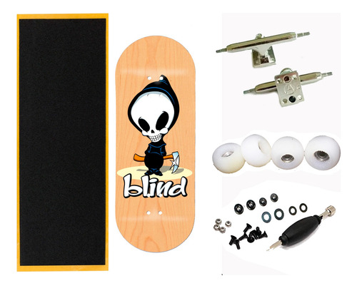 Fingerboard Profesional Con Gráfico Real Wear Serie Skate 2 Blind3 C/r Uretano Beige