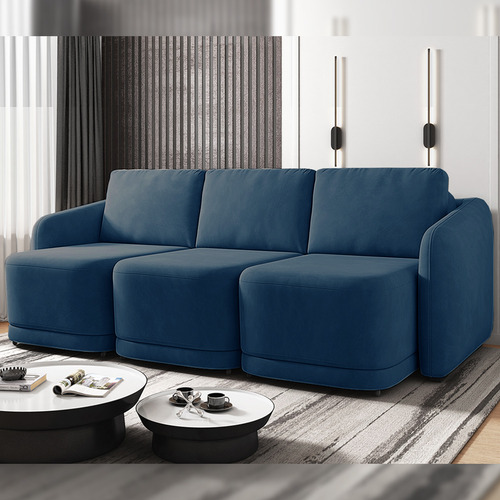Sofá Cama Reclinável Varsóvia 246cm Veludo Azul Marinho