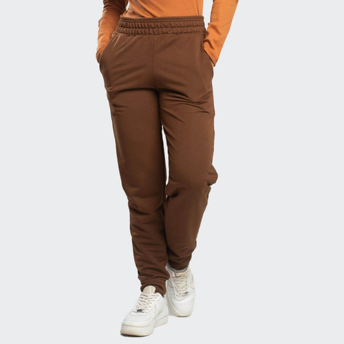 Calça Feminina Jogger Moletinho Cintura Alta Casual Bolso