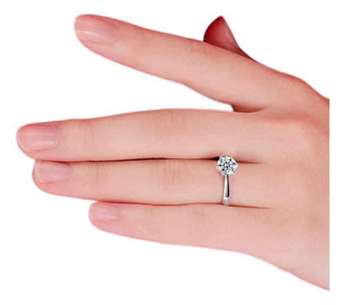 Anillo De Compromiso De Oro Blanco 18k Con Zirconia- Mod 354