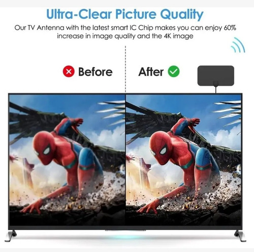 Imagen 8 de 10 de Hdtv Antena Interior Pantalla Plana Canales Hd 4k