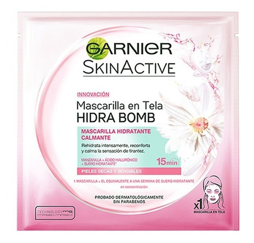 Mascarilla En Tela Garnier Skin Active Hidra Bomb 1 Und X32g