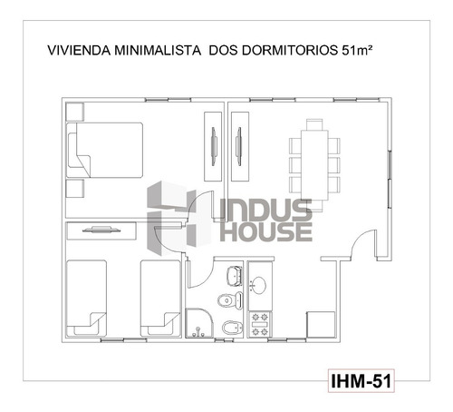 Imagen 4 de 10 de Vivienda Dos Dor Pre Fabricada Ihm-51 Estilo Minimalista