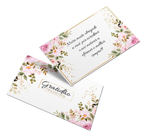 100 Cartão De Agradecimento Floral