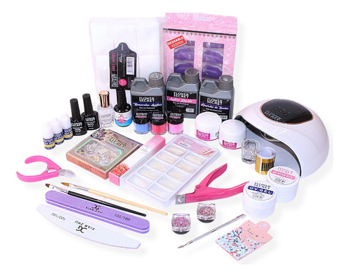 Kit De Uñas Gel + Acrilicas + Lámpara 54w