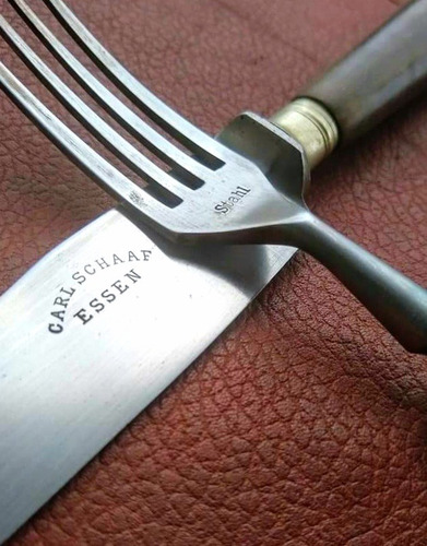 Juego Antiguo Cuchillo Y Tenedor Alemán Carl Schaaf Essen