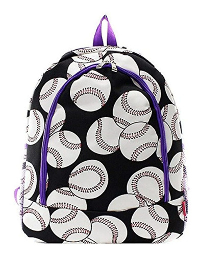 Unknown Baseball Print Canvas Bolso De Mochila Ligero