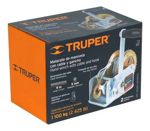 Malacate Manual 1100 Kg Con Cable 9m Truper 14721