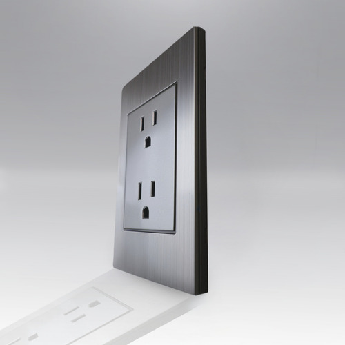 Placa Contacto Doble 90-277v Gris X10 Color Plateado
