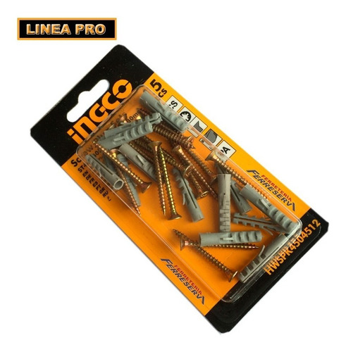 Set Tornillos Con Tacos 6 Mm 15 Set X Blister Ingco